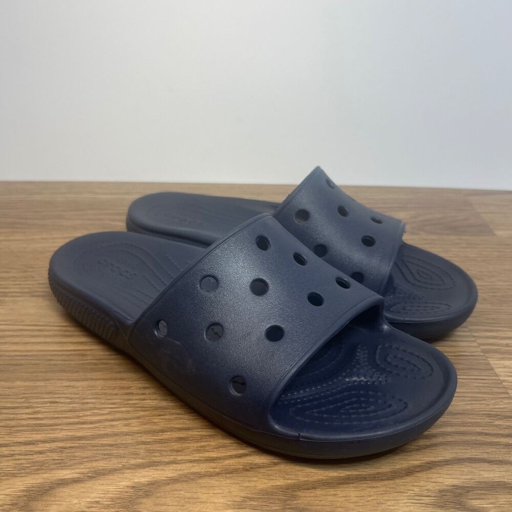 Crocs Baya II Slide Size Men's 7 Women's 9 Navy Blue Slip On Shower Sandals